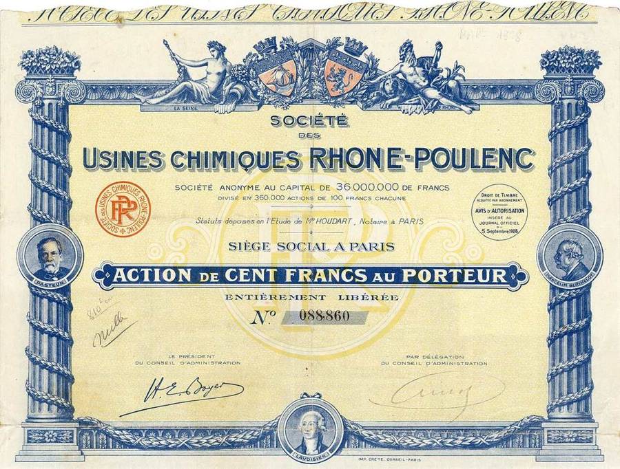 Une archive des Usines chimiques Rhône-Poulenc datée de 1928