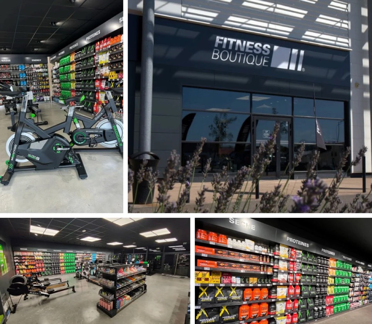 Façade et espaces de vente du réseau FitnessBoutique